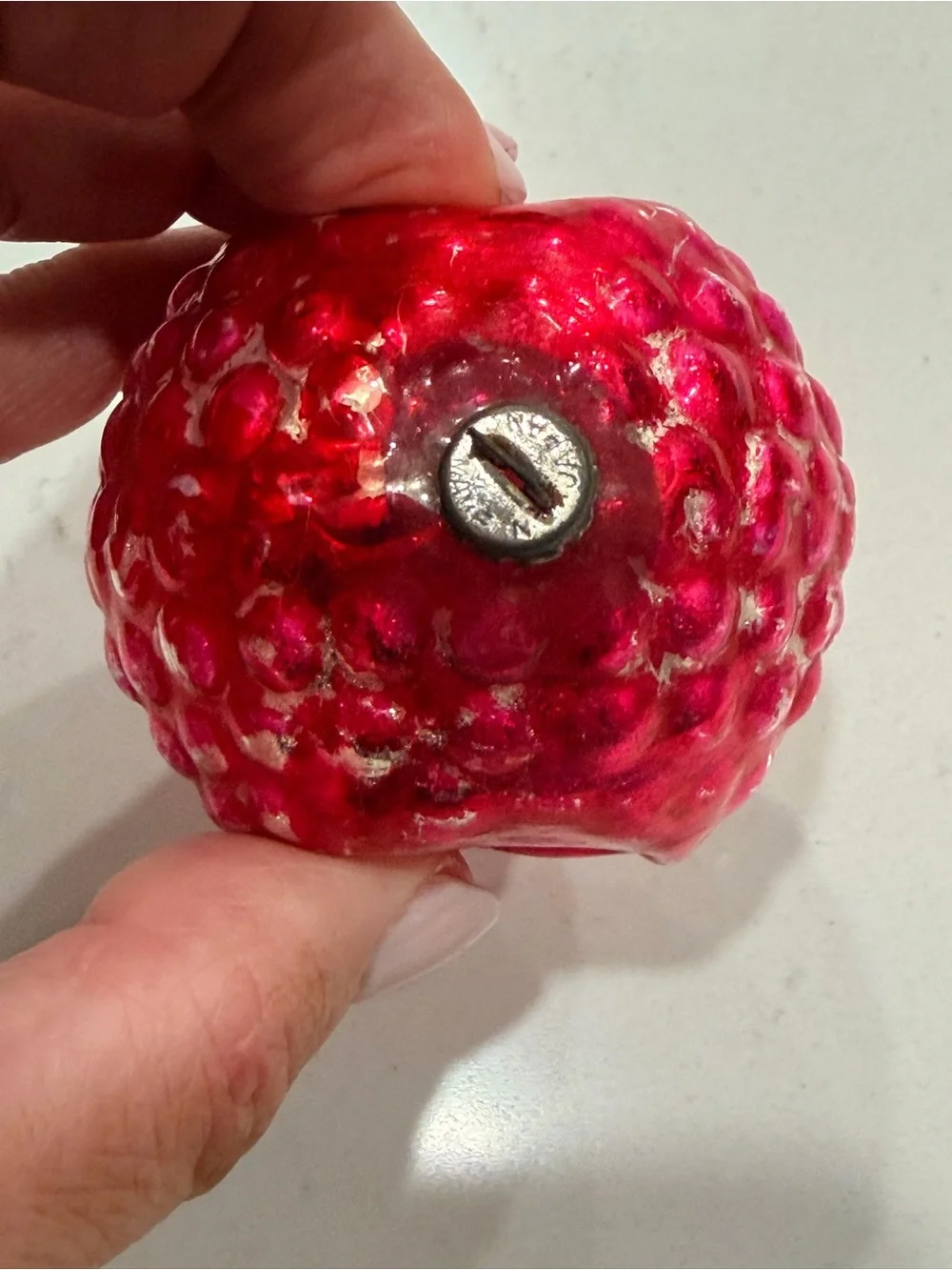 Vintage Japan Bumpy Red Glass Holiday Ornament